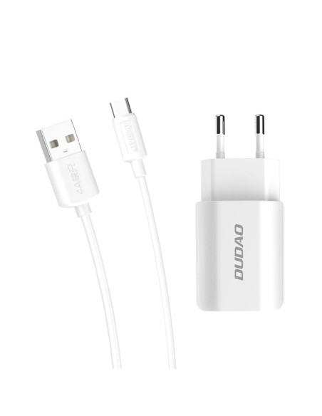 
EU 2x USB 5V/ 2.4A tinklo įkroviklis + baltas USB-C laidas
