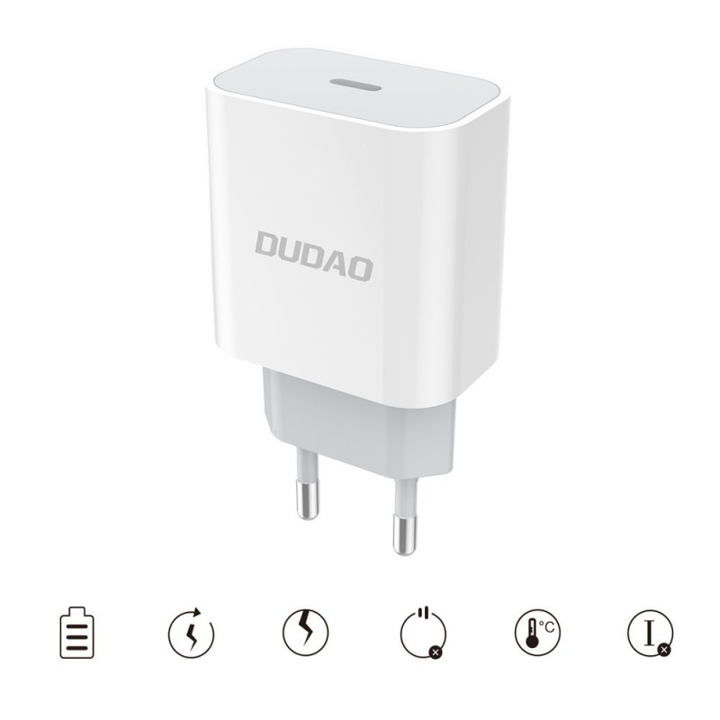 EU USB-C PD greitas įkroviklis + Lightning laidas iPhone 1m baltas