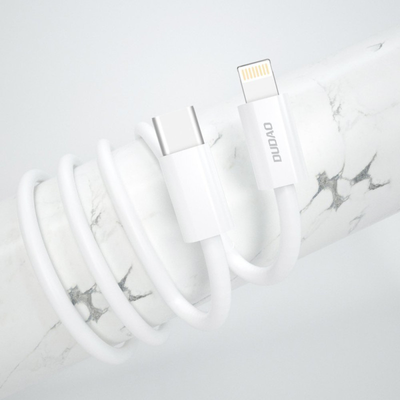 EU USB-C PD greitas įkroviklis + Lightning laidas iPhone 1m baltas