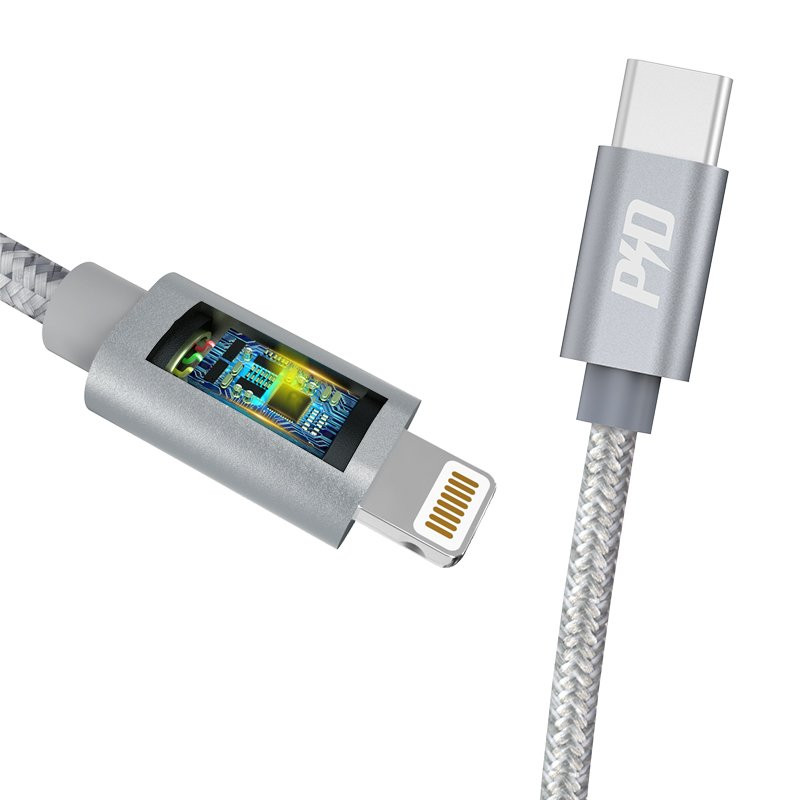 Patvarus iPhone USB-C laidas - Lightning Power Delivery 45W 1m, pilkas