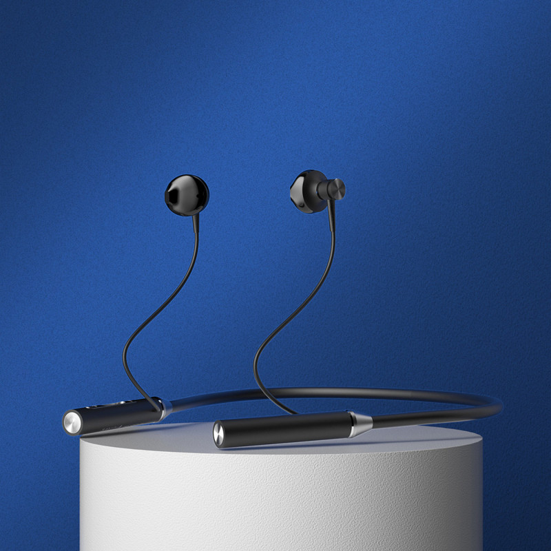 Į ausis įdedamos belaidės „Bluetooth“ ausinės U5Plus juodos ausinės