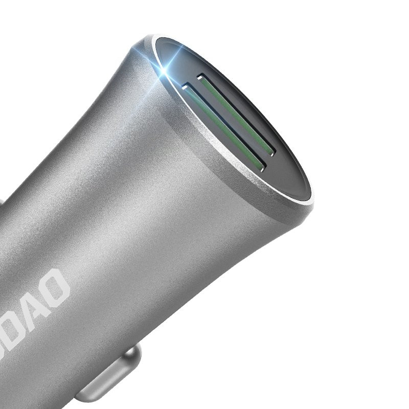 Išmanusis automobilinis įkroviklis R6S 2x USB 3.4A sidabrinis