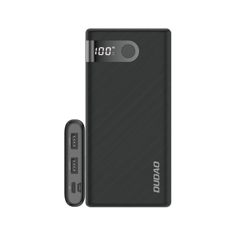
Powerbank 10000 mAh 2x USB USB-C micro USB 2A su juodu LED ekranu
