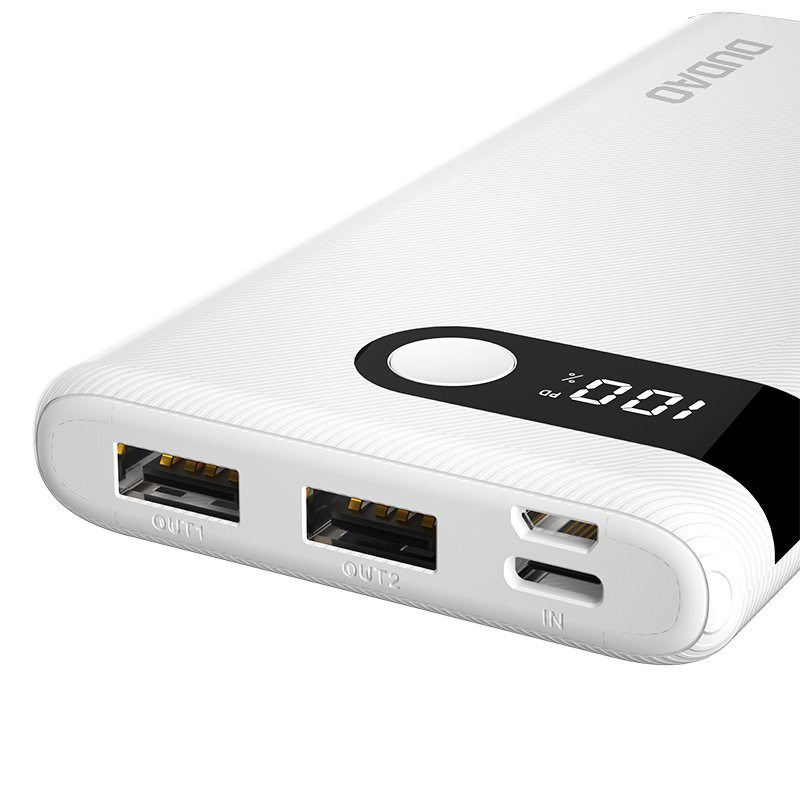 Powerbank 10000 mAh 2x USB USB-C micro USB 2A su juodu LED ekranu