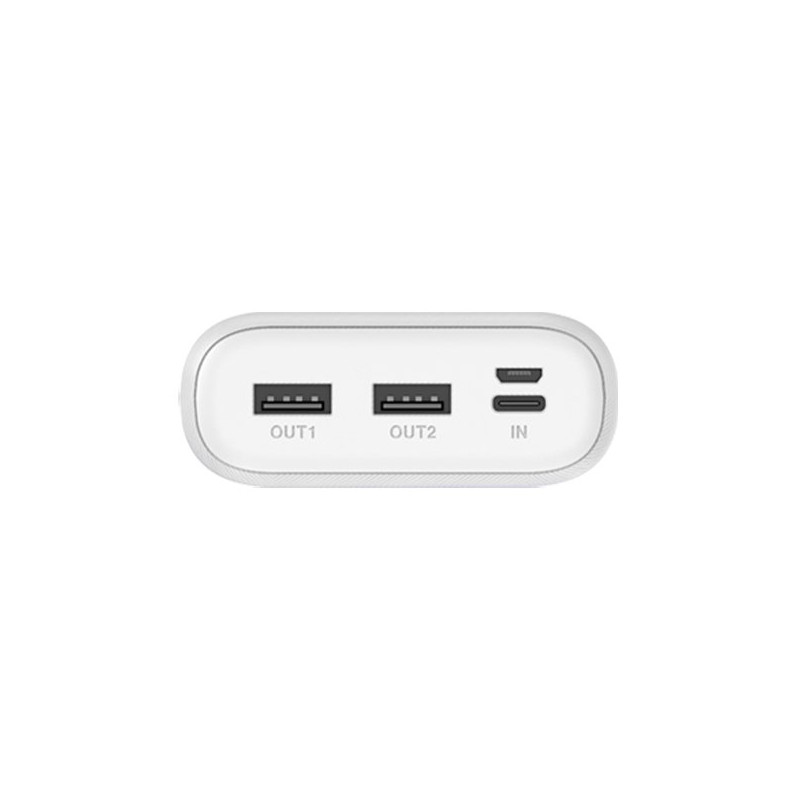 Powerbank 20000 mAh 2x USB USB-C micro USB 2A su LED ekranu baltas