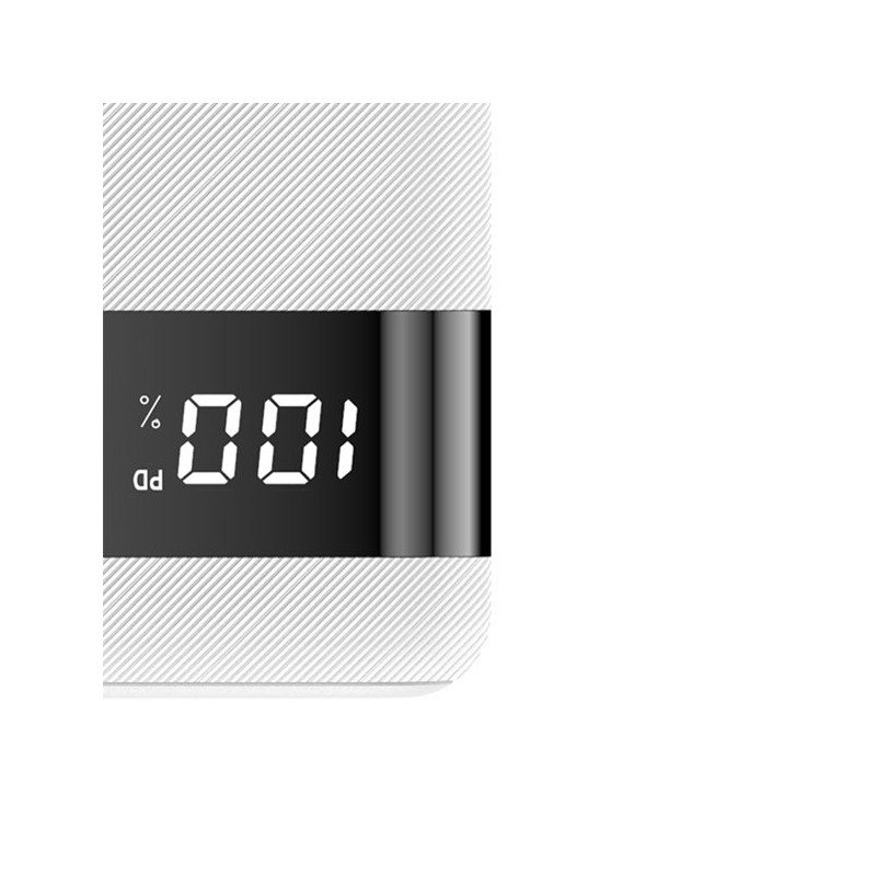 Powerbank 20000 mAh 2x USB USB-C micro USB 2A su LED ekranu baltas