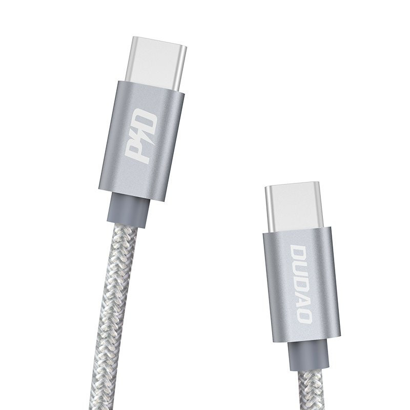Patvarus pintas kabelis USB-C 5A 45W PD QC 1m pilkas