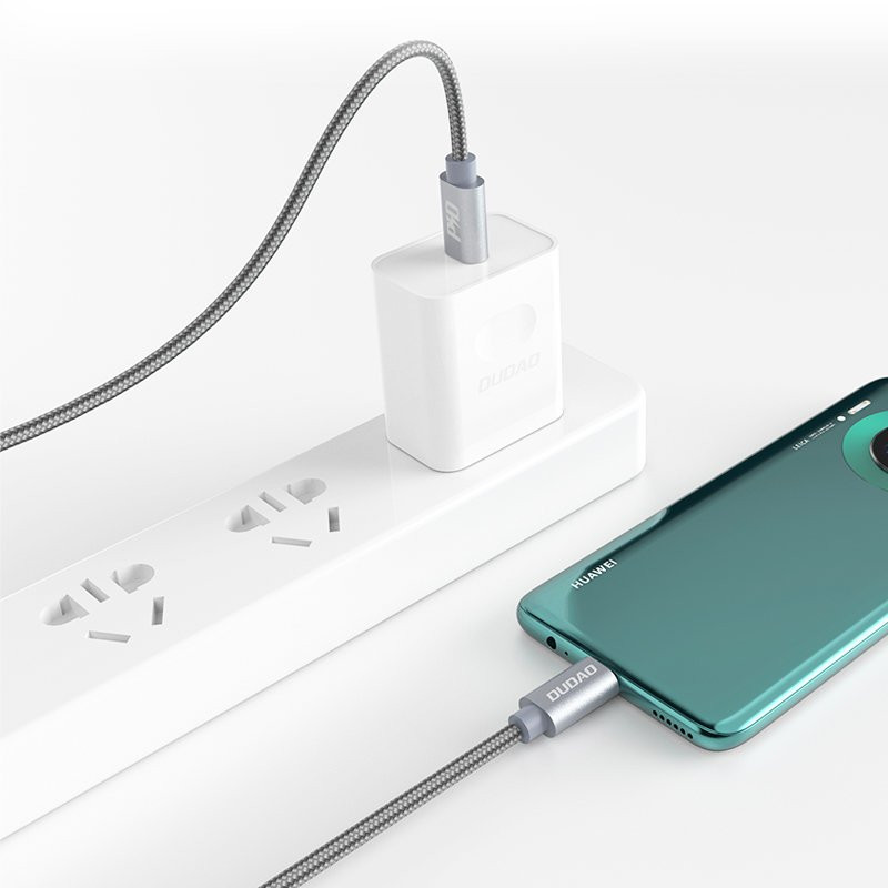 Patvarus pintas kabelis USB-C 5A 45W PD QC 1m pilkas