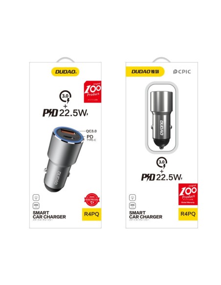 
USB automobilinis įkroviklis USB-C PD QC 22.5W pilka
