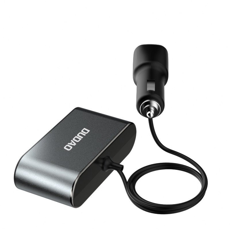 Automobilinis pakrovėjas 2x USB + cigarečių degiklio lizdo skirstytuvas 3x juodas