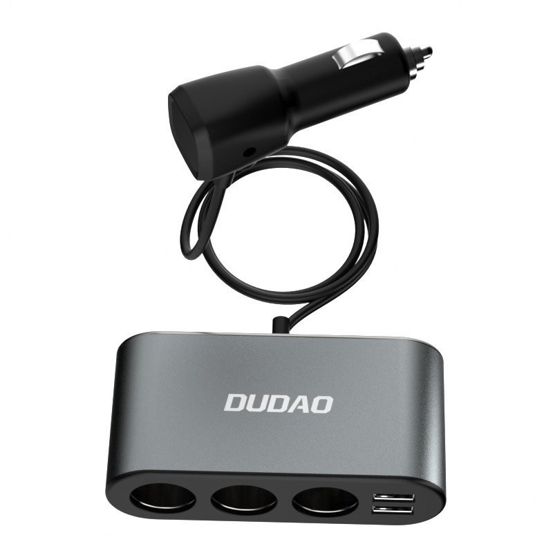 Automobilinis pakrovėjas 2x USB + cigarečių degiklio lizdo skirstytuvas 3x juodas