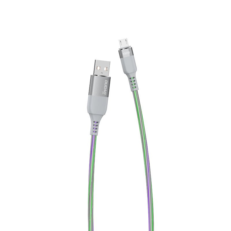 
Šviečiantis šviečiantis LED USB - micro USB laidas 5A 1m pilkas
