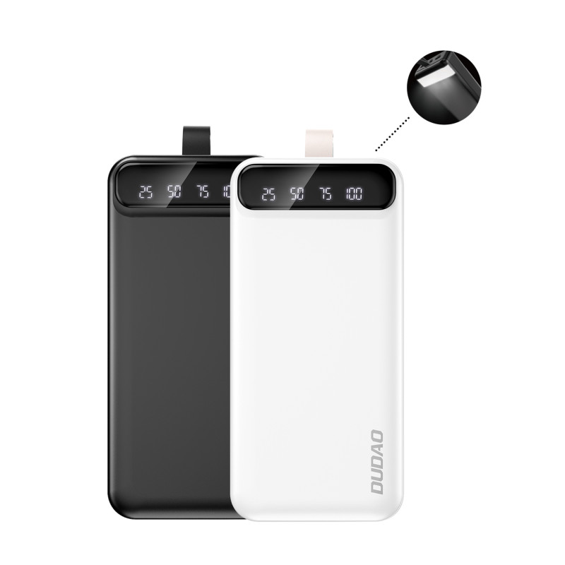 Powerbank 30000mAh 2x USB USB-C su LED lempute, balta