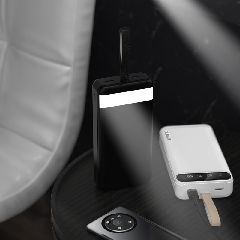 Powerbank 30000mAh 2x USB USB-C su LED lempute, balta