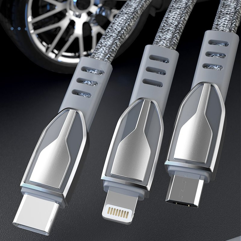 Patvarus pintas USB - micro USB laidas 5A 1m pilkas