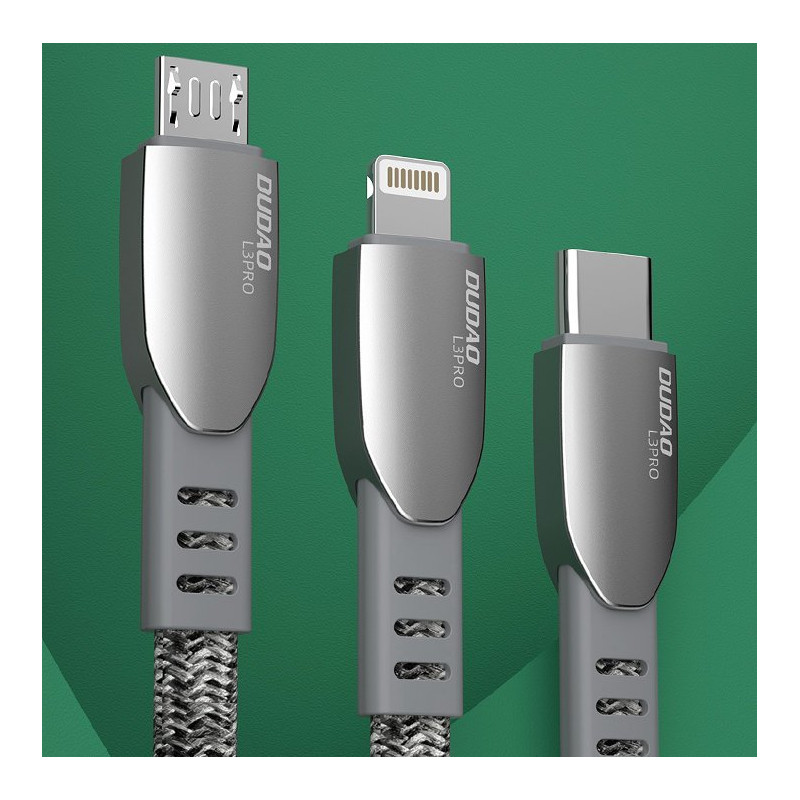 Patvarus pintas USB - micro USB laidas 5A 1m pilkas