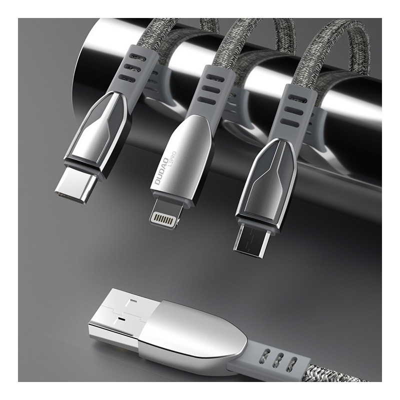 Patvarus pintas USB - micro USB laidas 5A 1m pilkas