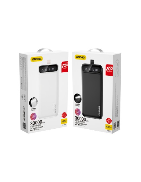 
Powerbank 30000mAh 2x USB USB-C su LED lempute, juoda
