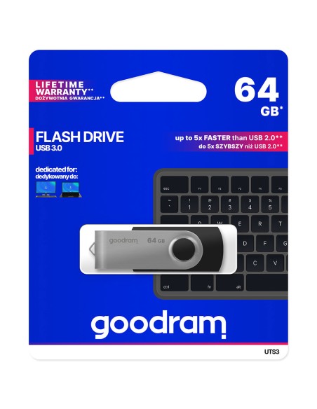 
Pendrive 64 GB USB 3.2 Gen 1 UTS3 juoda
