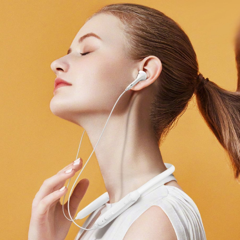 Magnetic Suction belaidės Bluetooth į ausis įdedamos ausinės, baltos