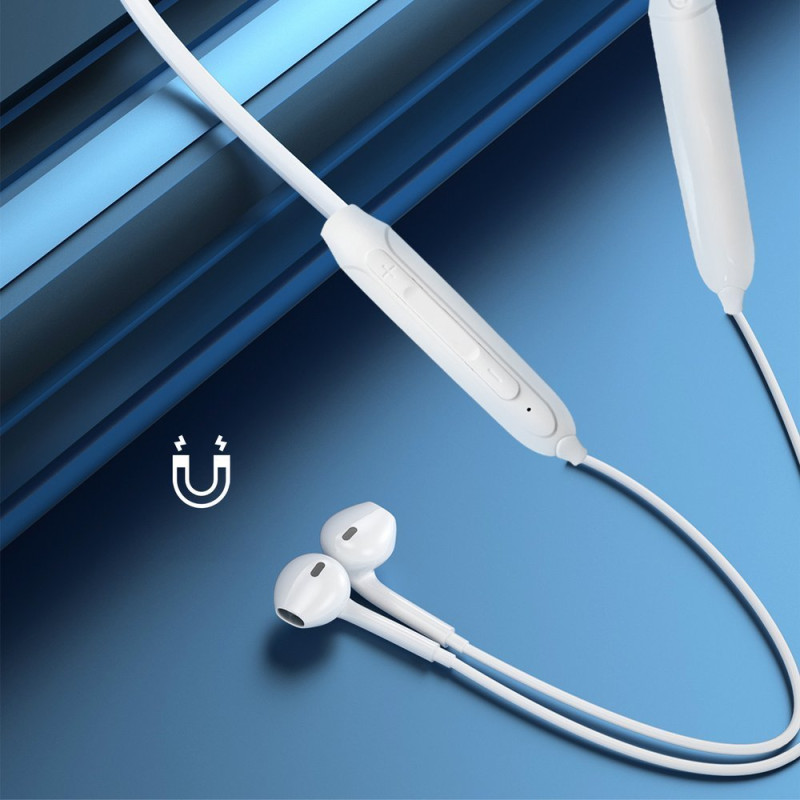 Magnetic Suction belaidės Bluetooth į ausis įdedamos ausinės, baltos