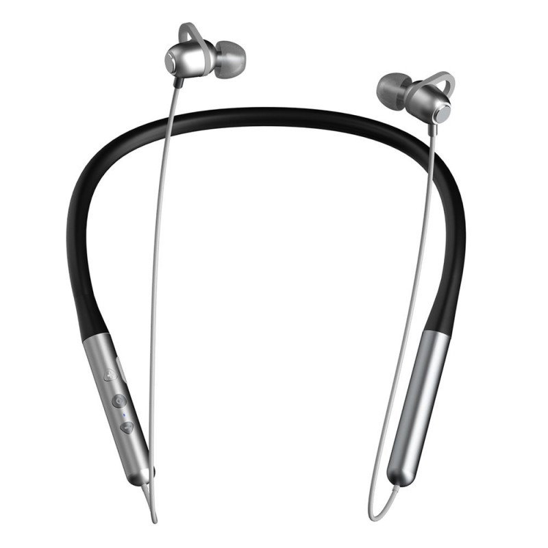Sportinės belaidės į ausis įdedamos Bluetooth ausinės, sidabrinės