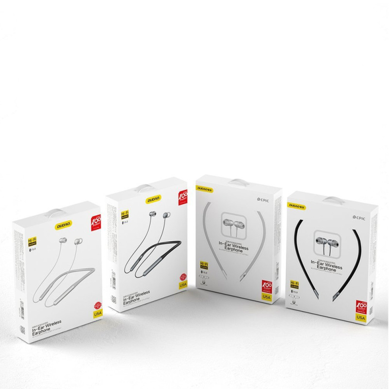 Sportinės belaidės į ausis įdedamos Bluetooth ausinės, sidabrinės