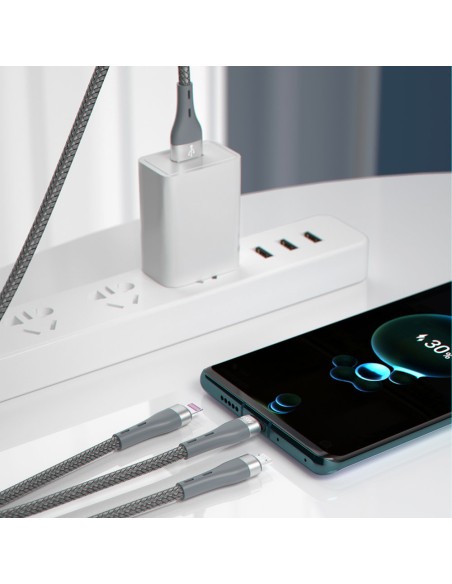 3in1 kabelis USB – Lightning microUSB USB-C 65W 1,2m pilka
 
3in1 kabelis USB – Lightning microUSB USB-C 65W 1,2m pilka