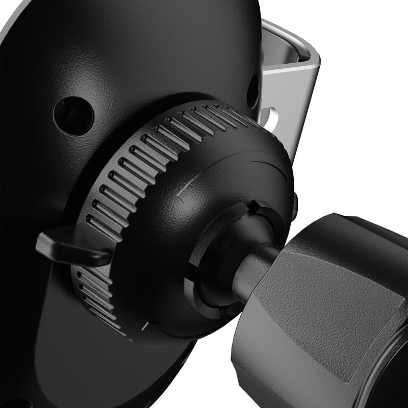 Qi 15W indukcinis pakrovėjas + gravitacinis automobilinis laikiklis grotelėms, juodas