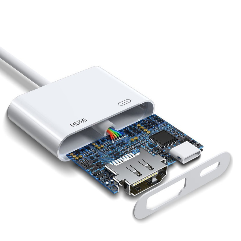 iPhone Lightning į HDMI FullHD + Lightning adapteris, baltas