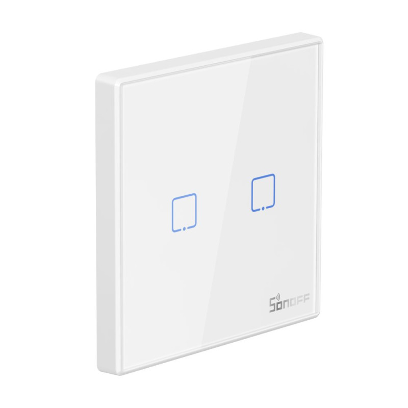Dviejų kanalų jutiklinis šviesos jungiklio jungiklio mygtukas WiFi nuotolinio valdymo pultas 433 MHz baltas T2EU2C-RF
