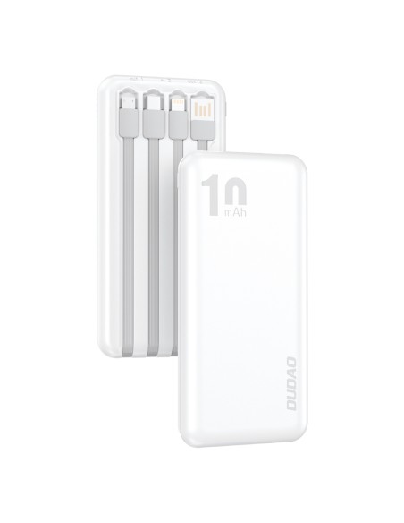 
Powerbank K6Pro 10000mAh universalus su USB-C microUSB Lightning laidu, baltas
