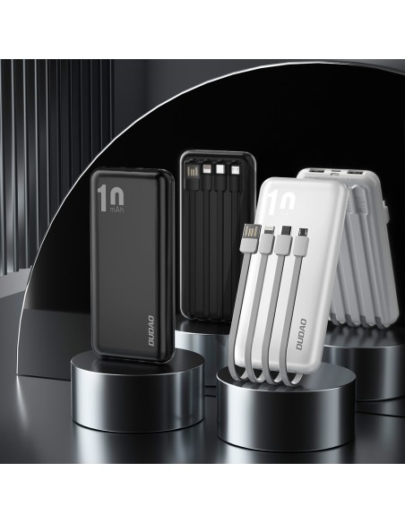 
Powerbank K6Pro 10000mAh universalus su USB-C microUSB Lightning laidu, baltas
