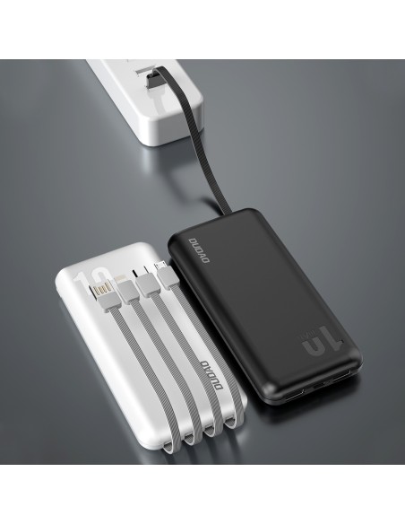 
Powerbank K6Pro 10000mAh universalus su USB-C microUSB Lightning laidu, baltas

