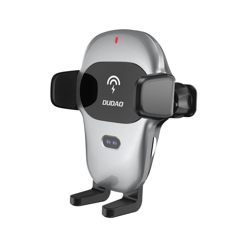 Automobilinis laikiklis su Qi 15W belaidžiu įkrovikliu, pilkas