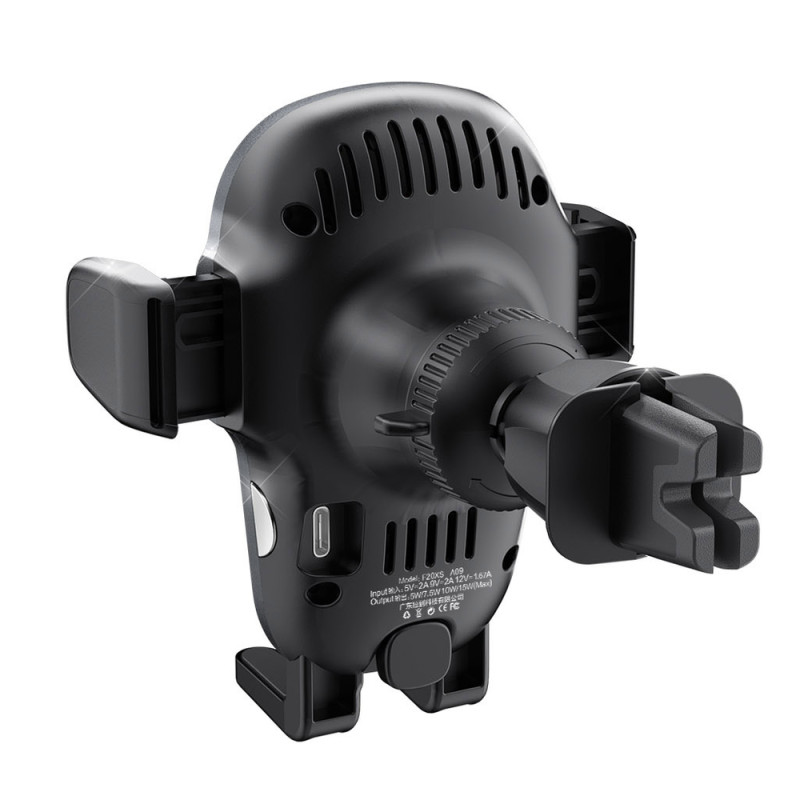 Automobilinis laikiklis su Qi 15W belaidžiu įkrovikliu, pilkas