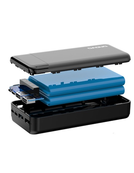 
Talpa 20 000 mAh maitinimo blokas su 3 integruotais USB-C microUSB Lightning laidais, juodas
