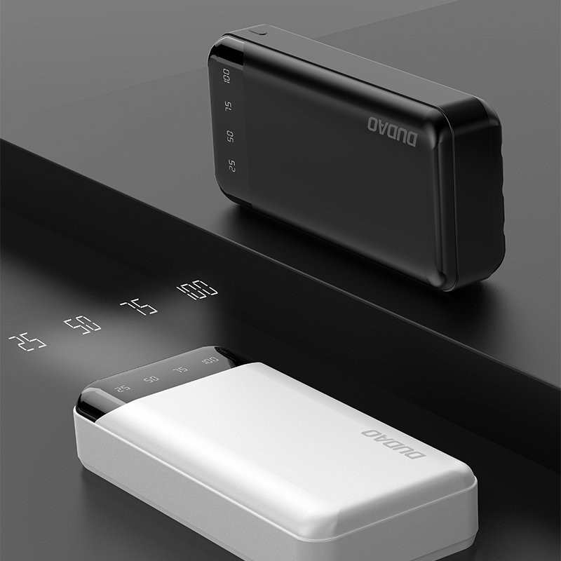 Talpi 20 000 mAh maitinimo blokas su 3 integruotais USB-C microUSB Lightning laidais, baltas