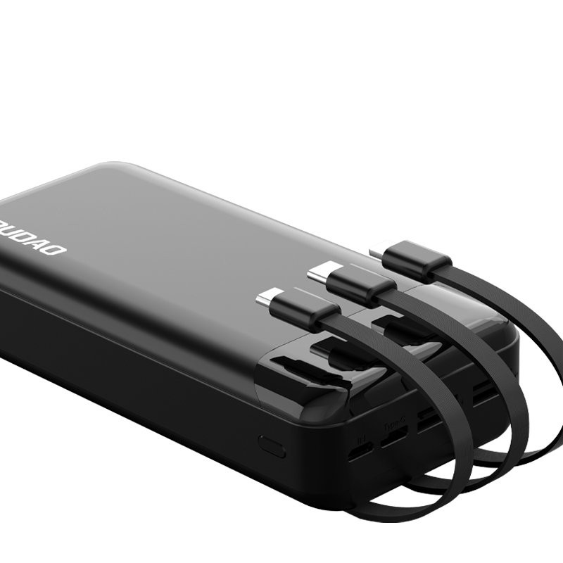 Talpi 20 000 mAh maitinimo blokas su 3 integruotais USB-C microUSB Lightning laidais, baltas
