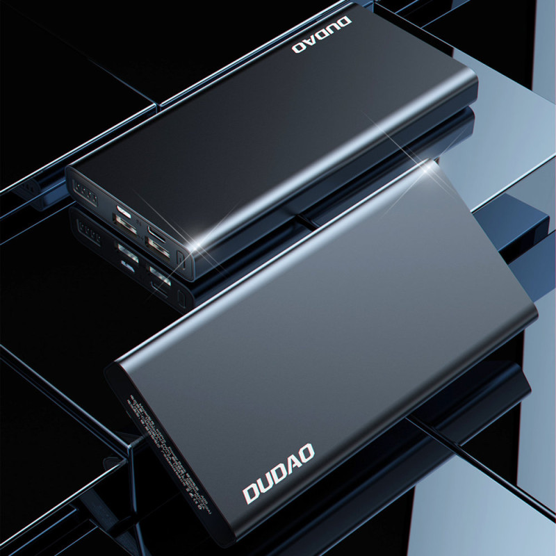 10000mAh metalinis maitinimo blokas su sidabro spalvos įkrovos lygio indikatoriumi