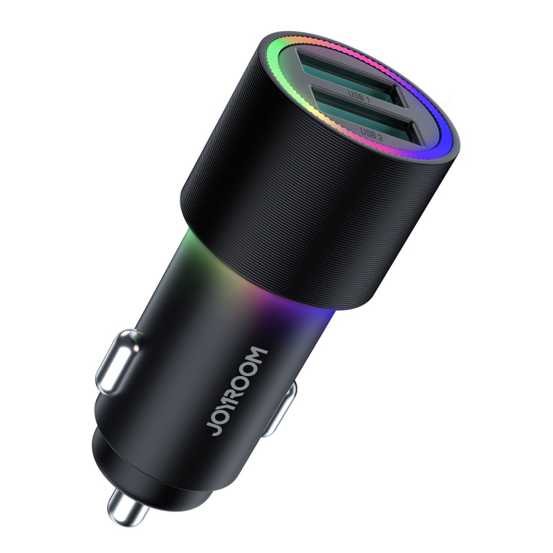 
2x USB automobilinis įkroviklis su apšvietimu 24W juodas
