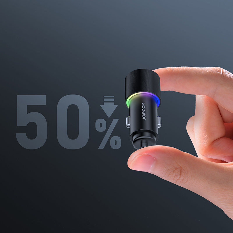 2x USB automobilinis įkroviklis su apšvietimu 24W juodas