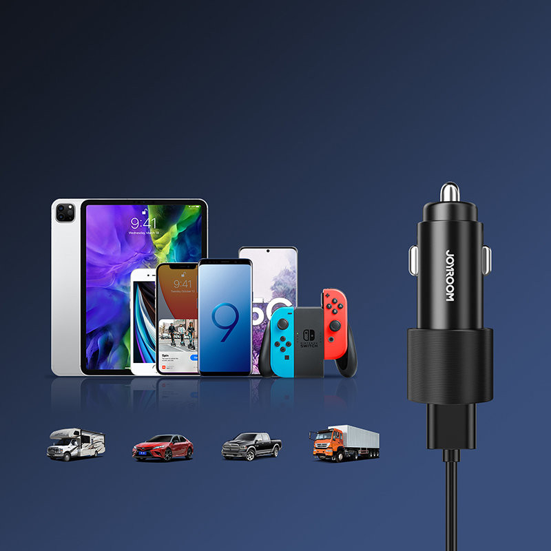 2x USB automobilinis įkroviklis su apšvietimu 24W juodas