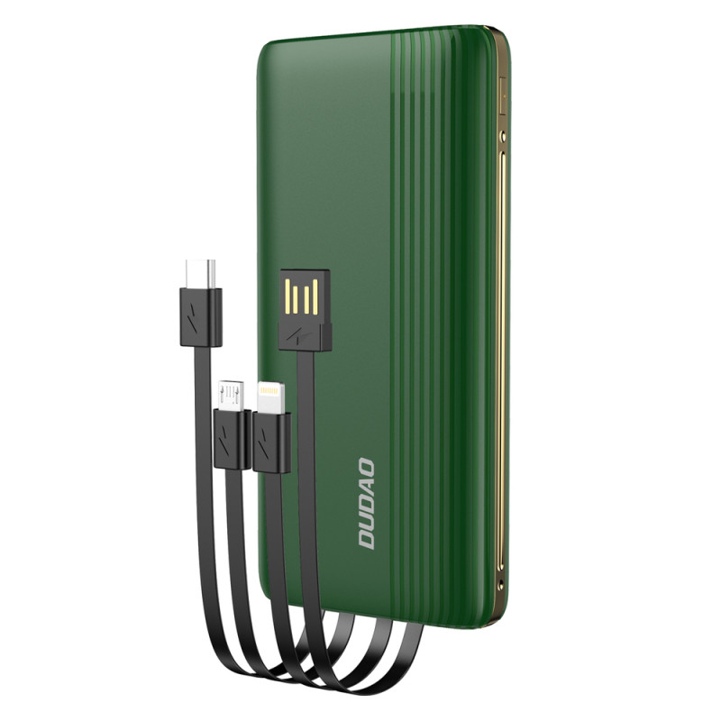 
Powerbank 10000mAh K4Pro su įmontuotais laidais, žalias LED ekranas
