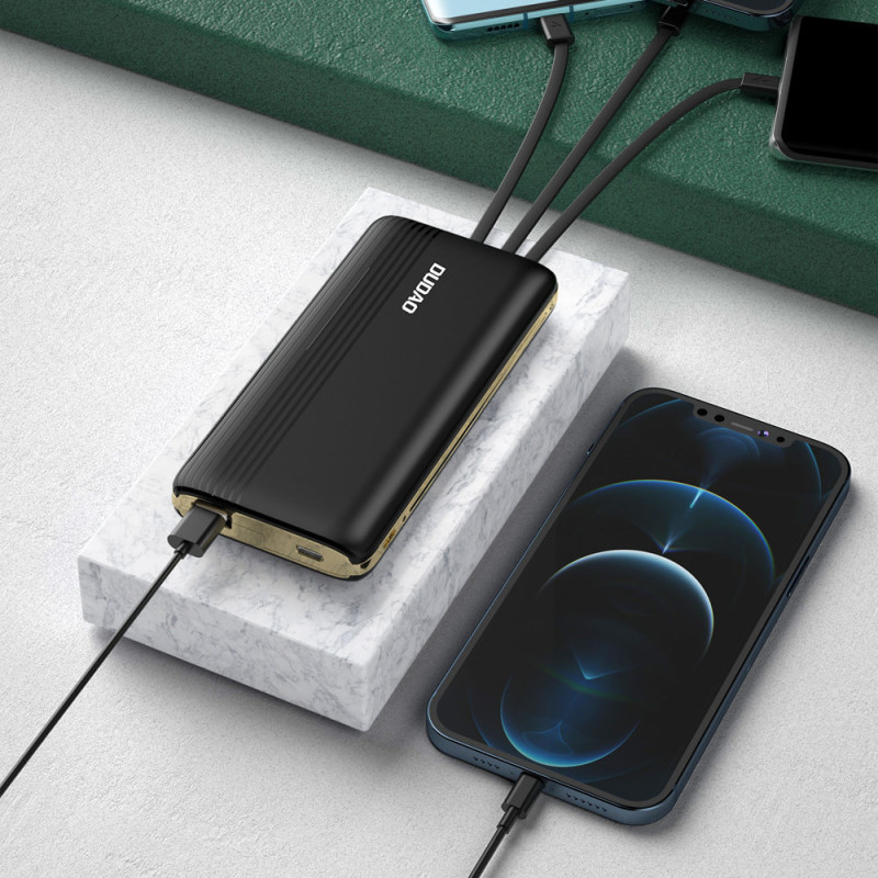Powerbank 10000mAh K4Pro su įmontuotais laidais, žalias LED ekranas