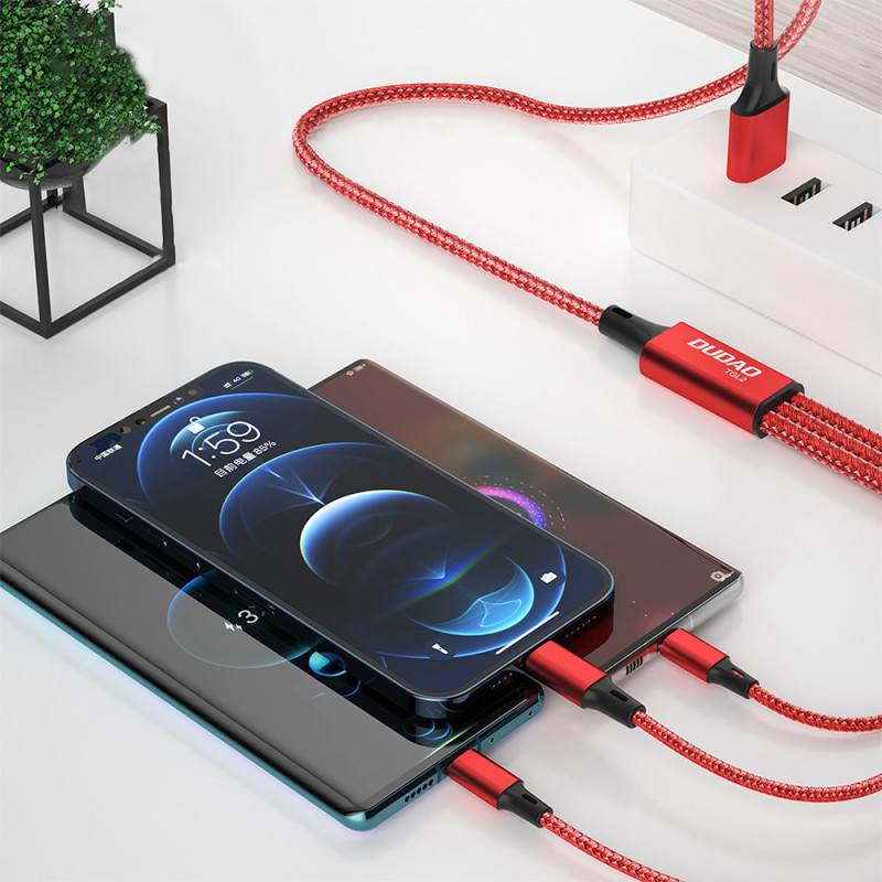 3in1 Kabelis universalus įkrovimo laidas USB-C microUSB Lightning 1,2 m juodas