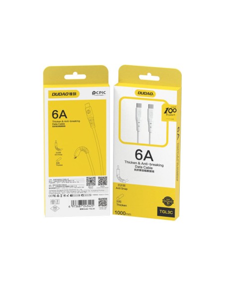 
Lankstus kabelis USB-C - USB-C 6A 1m baltas
