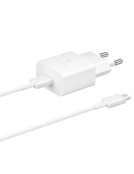 
USB-C 15W PD AFC sieninis įkroviklis + baltas USB-C laidas
