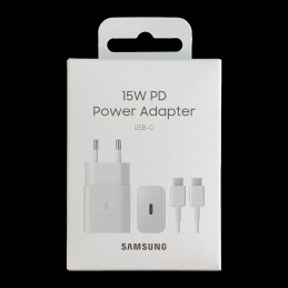 
USB-C 15W PD AFC sieninis įkroviklis + baltas USB-C laidas
