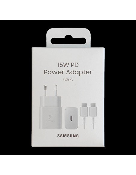 
USB-C 15W PD AFC sieninis įkroviklis + baltas USB-C laidas
